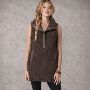 Cute Indyeva Chocolate Brown Late Sleeveless Tunic -Faux Sheerling Tunic